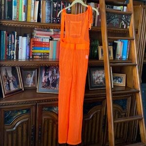 Orange sheer jumpsuit